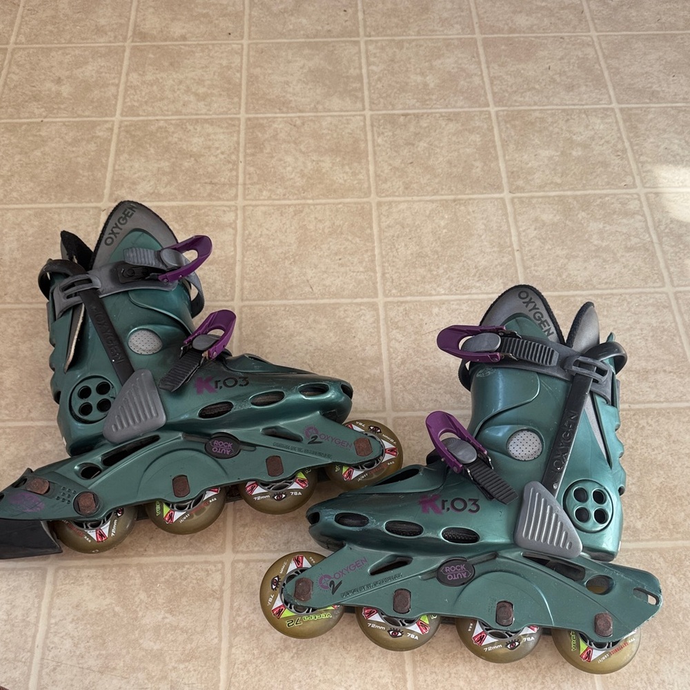 Vintage Kr.03 Oxygen Inline Skates - Green and Purple